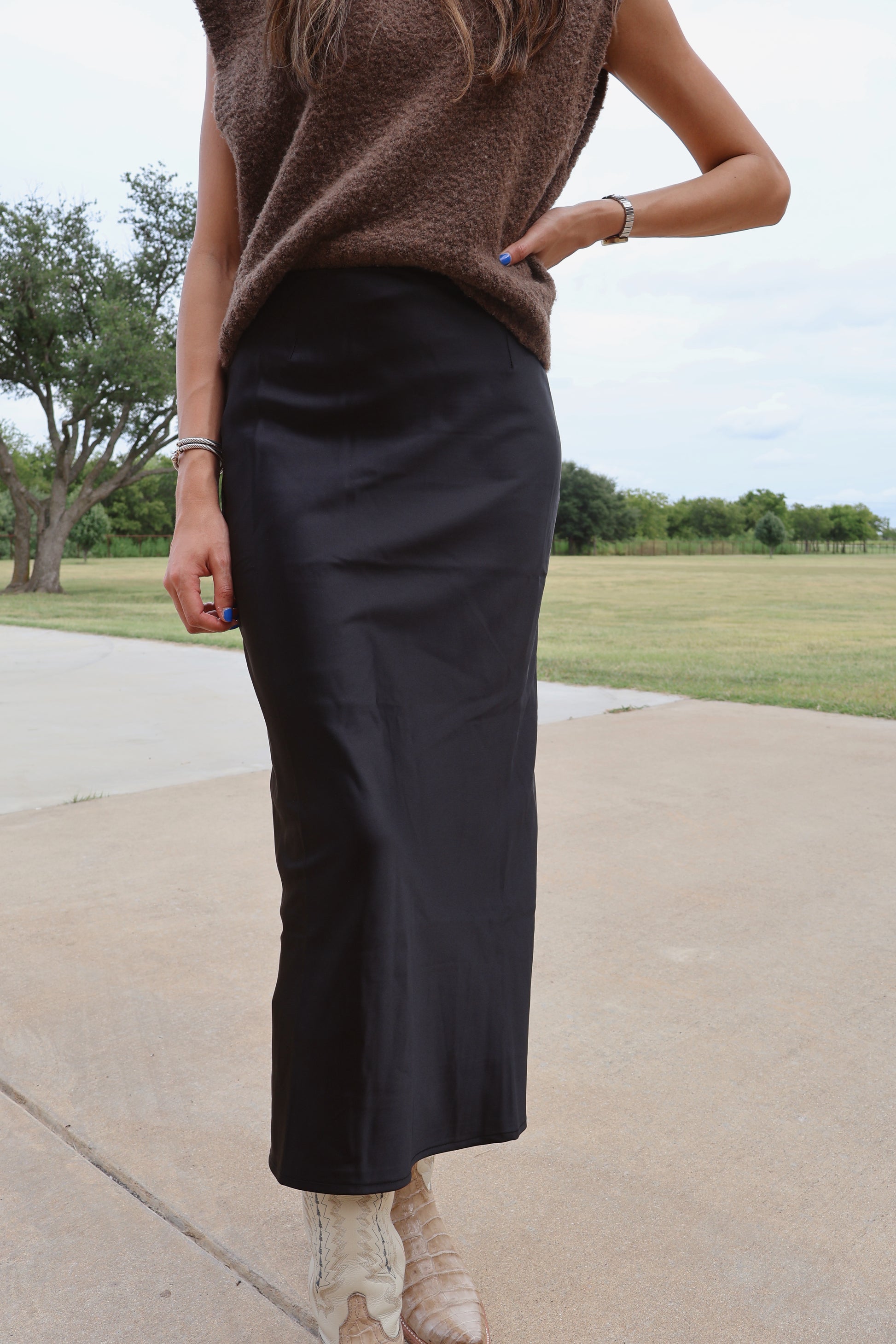 Satin Midi Skirt
