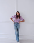 Ali Eyelet Ruffle Top - Purple