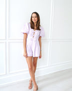 Bow Cutout Romper - Lavender