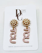 TCU Logo Drop Earrings - Purple