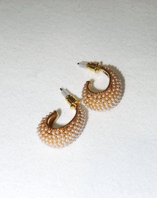 Pearl Hoops - Gold