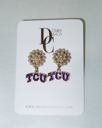 TCU Pearl Drop Earrings