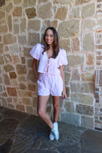 Plaid Bow Set - Pink