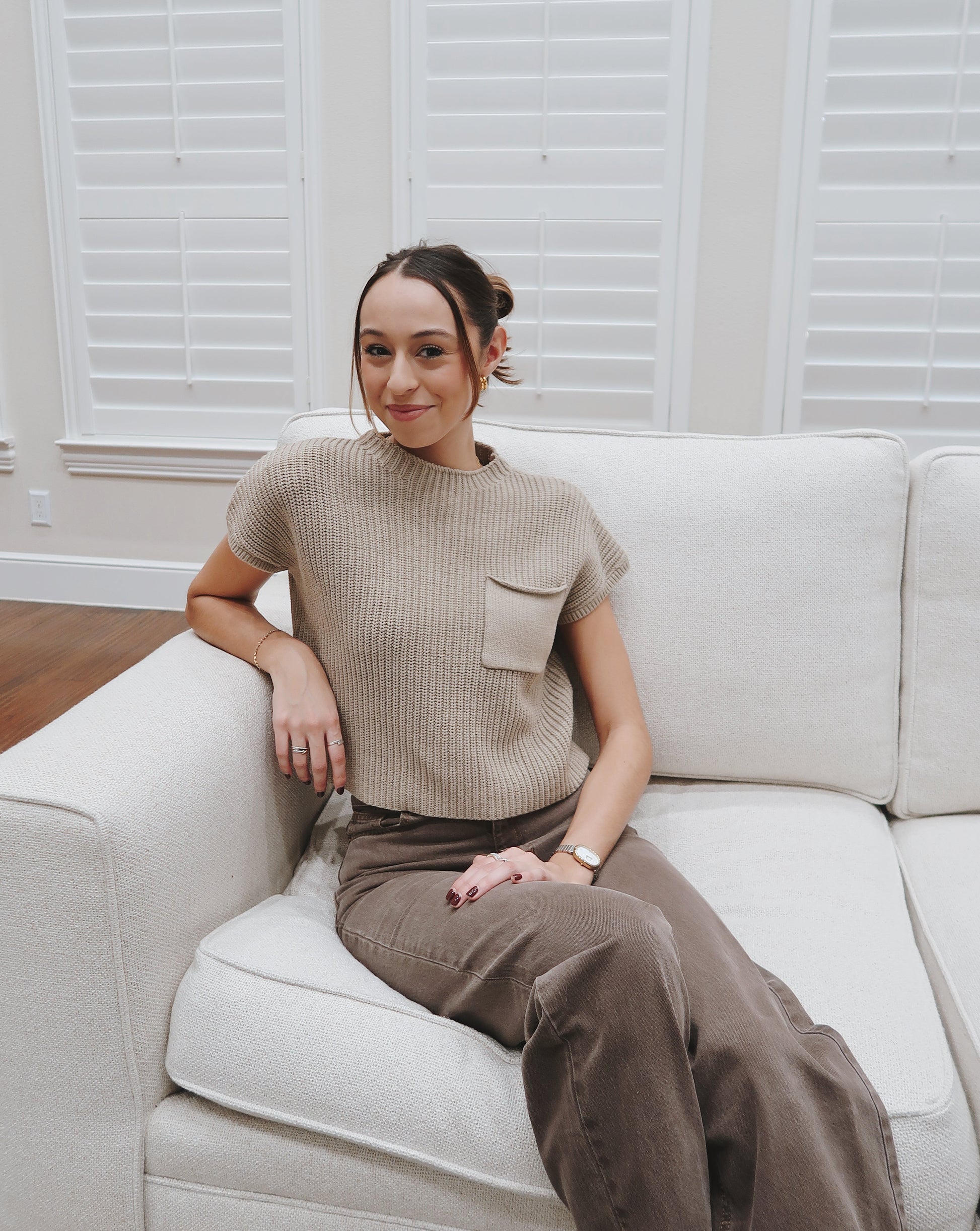Muse Sweater Knit Top - Olive