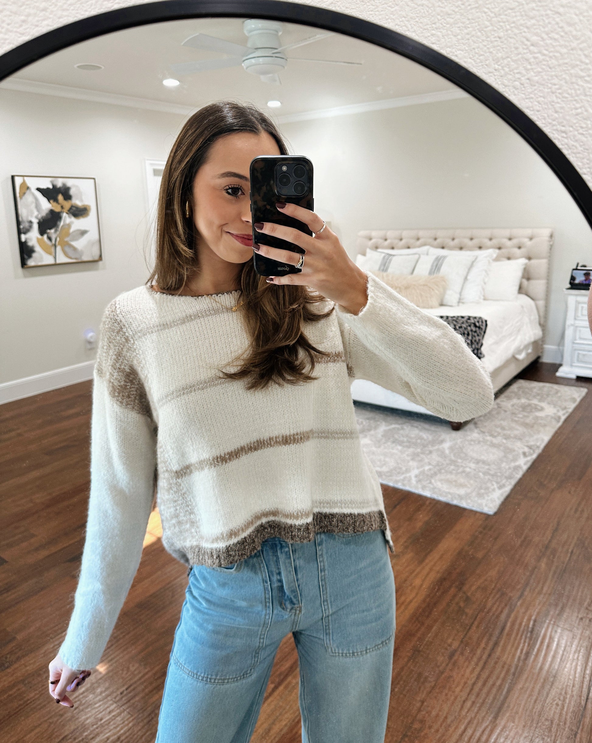 Knit Stripe Sweater - Cream