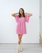 Ruffled Babydoll Dress - Pink