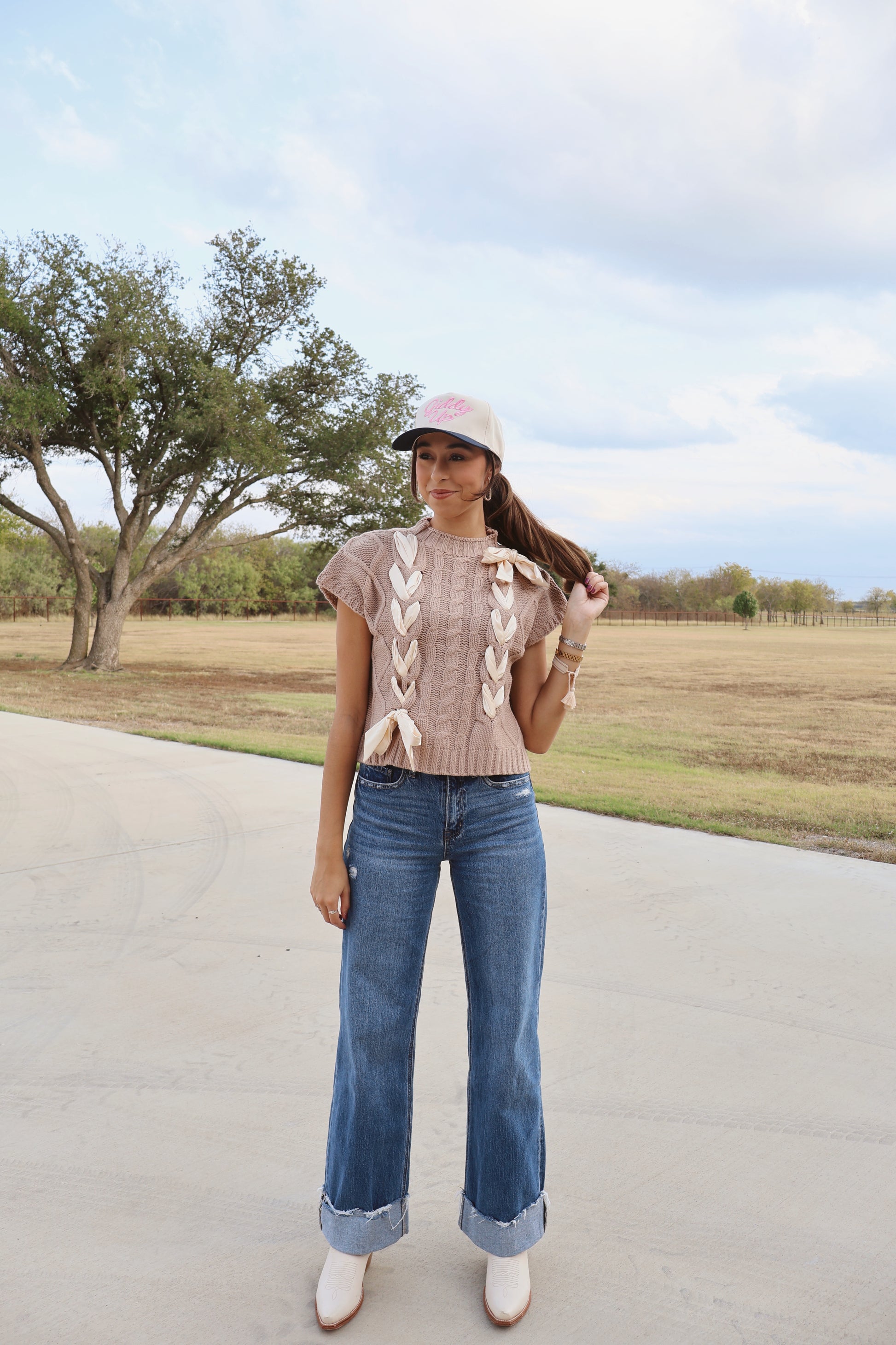 Satin Bow Knit Sweater Vest