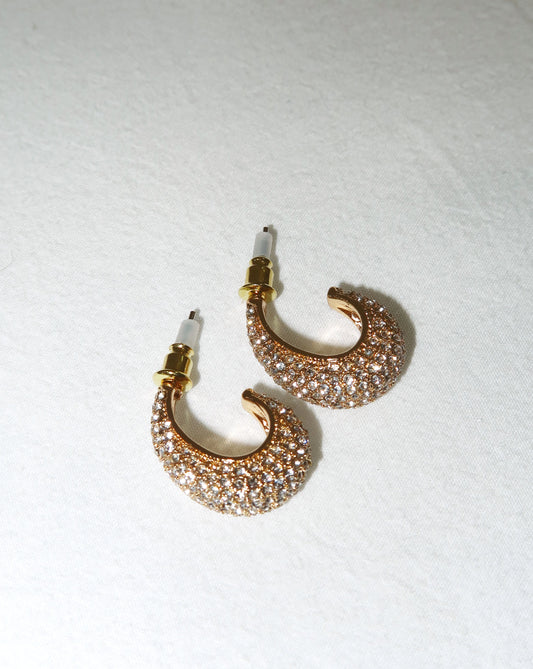 Rhinestone Hoops - Gold