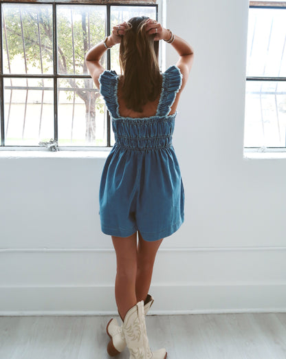 Jenna Romper - Lt Denim