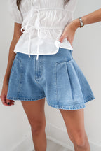 Flared Short - Lt Denim
