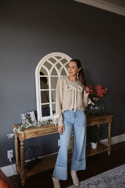 Clara Oversized Bow Sweater - Natural