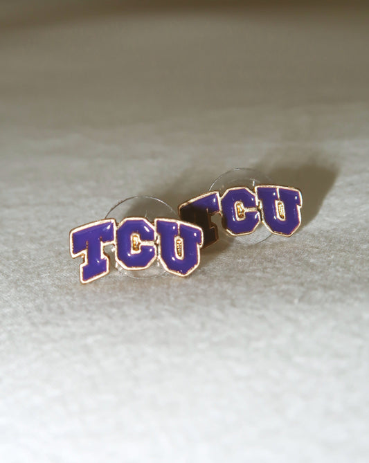 TCU Stud Earrings - Purple