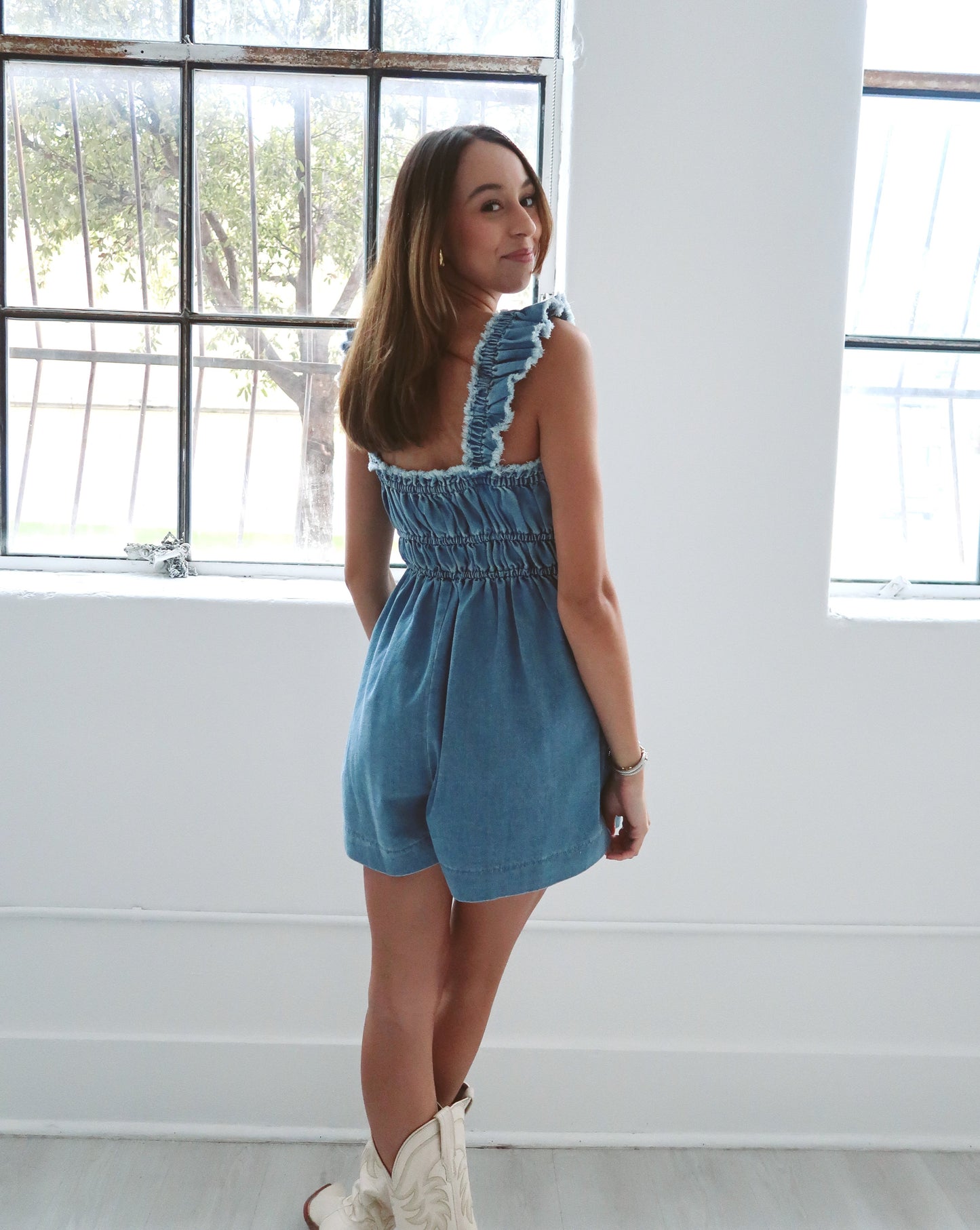 Jenna Romper - Lt Denim