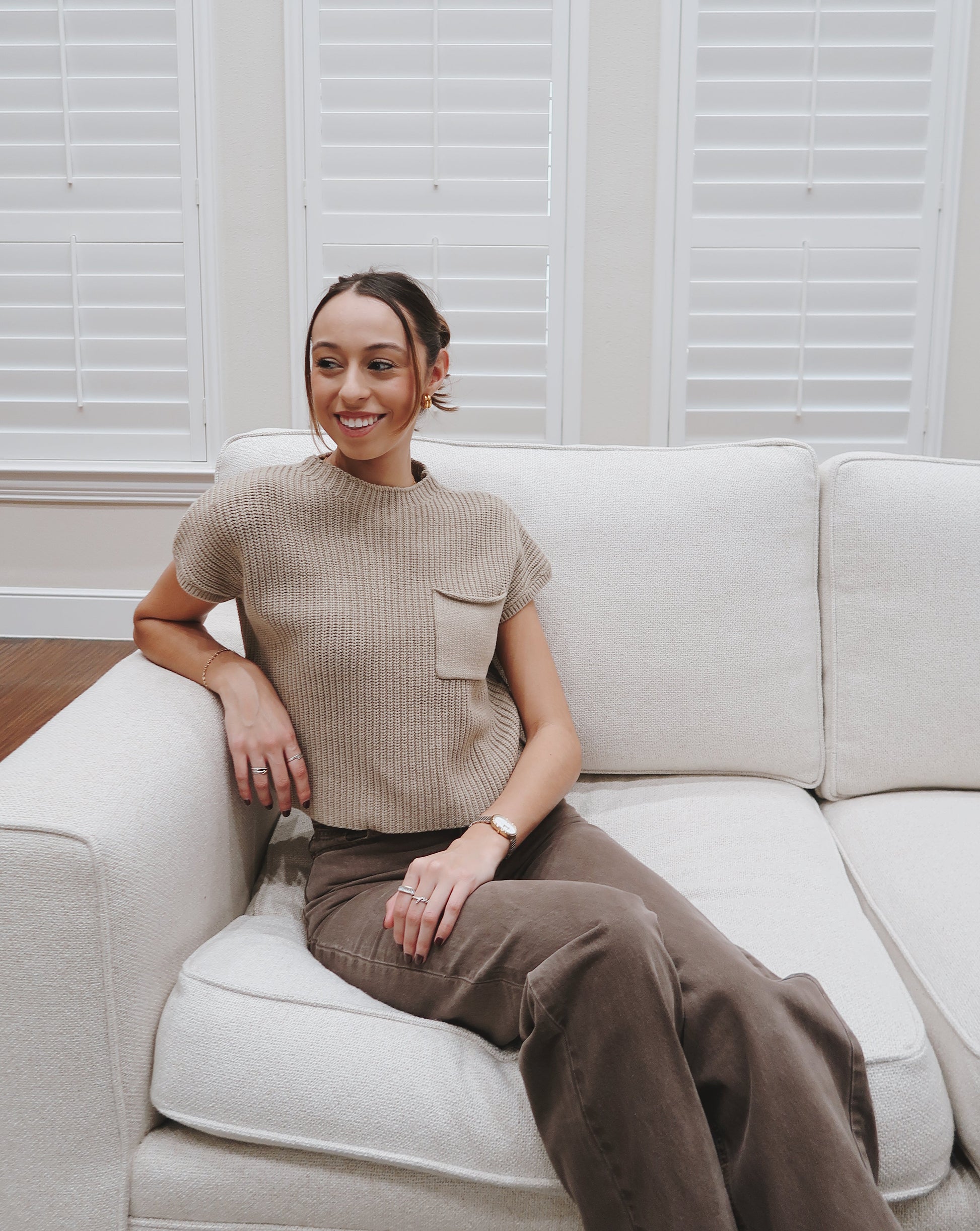 Muse Sweater Knit Top - Olive