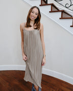 Crinkled Midi Dress - Khaki