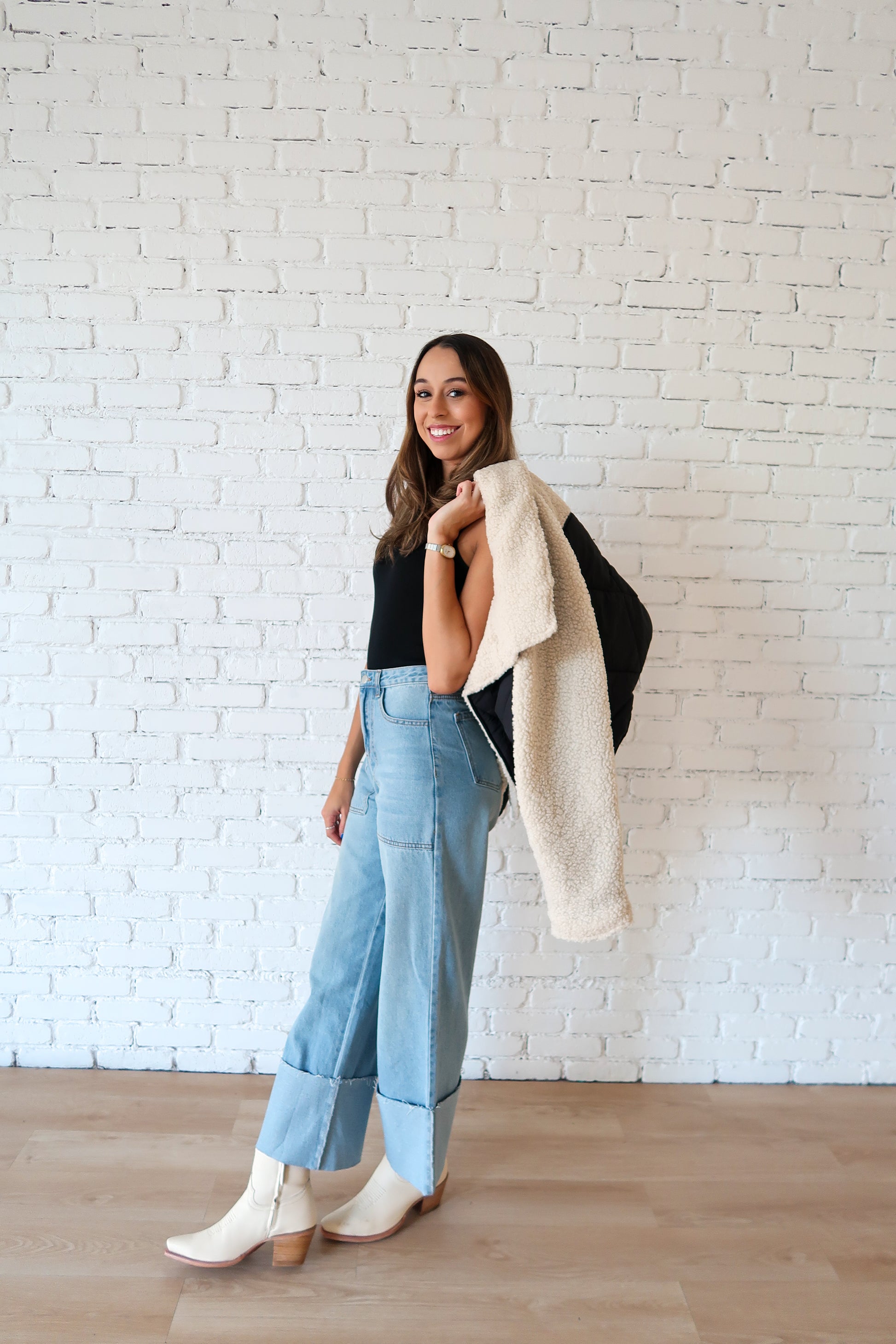 Sherpa Cropped Jacket - Black