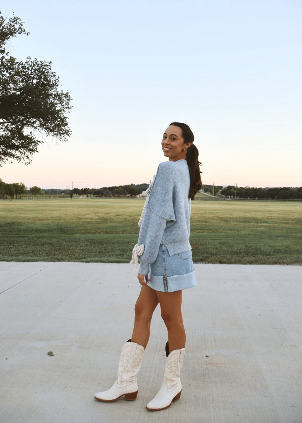 Sara Cuffed Denim Mini Skirt
