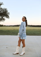 Sara Cuffed Denim Mini Skirt