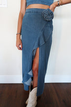 Rosé Midi Skirt - Denim