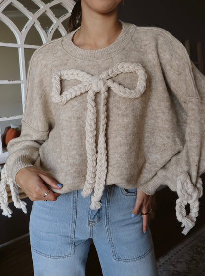 Clara Oversized Bow Sweater - Natural