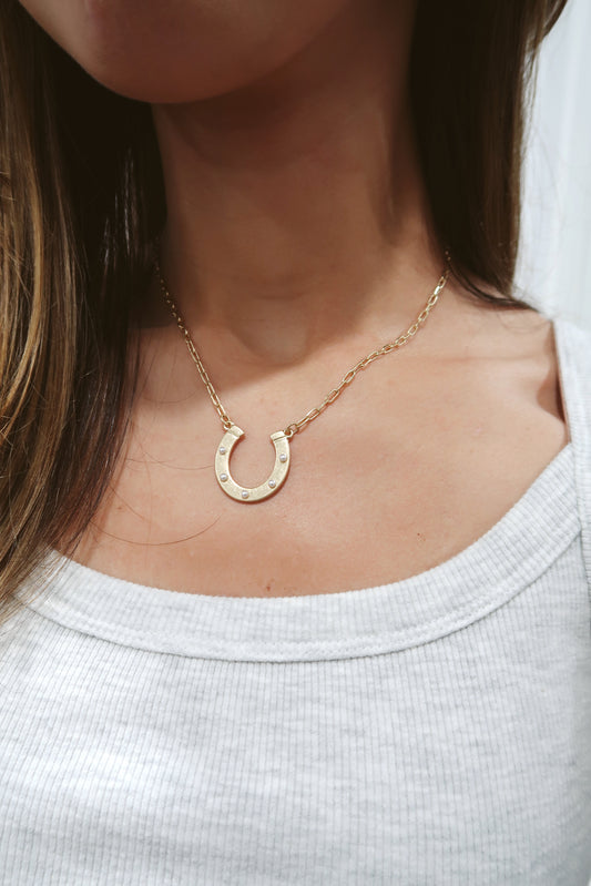 Horseshoe Pendant Necklace - Gold