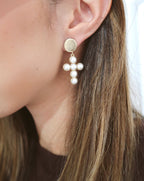 Cross Drop Earring - Gold