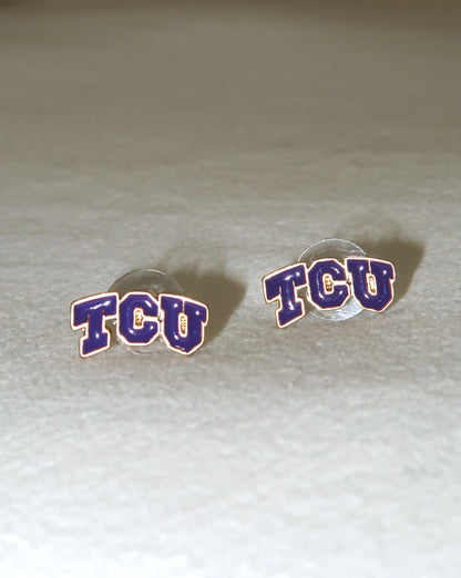TCU Stud Earrings - Purple