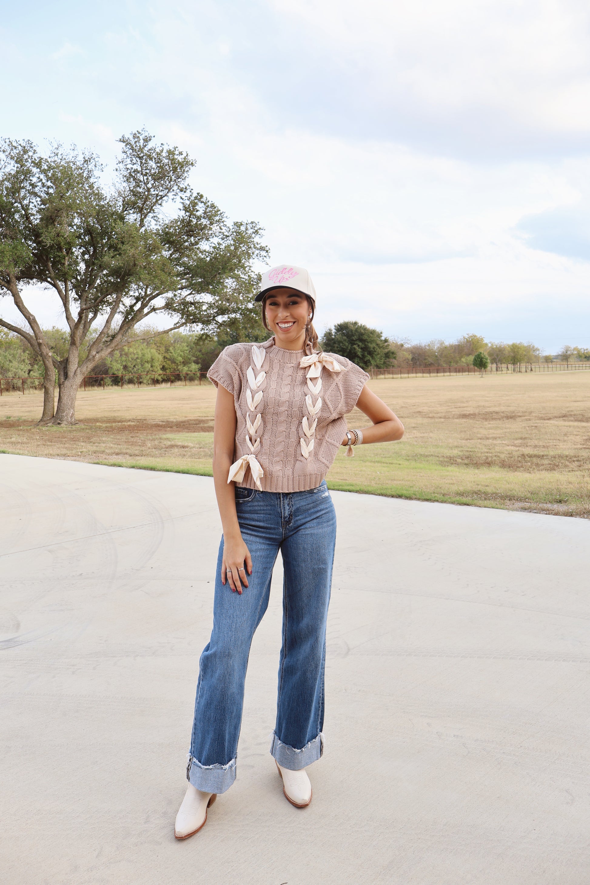 Satin Bow Knit Sweater Vest