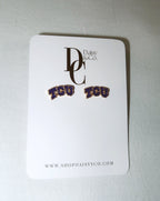TCU Stud Earrings - Purple