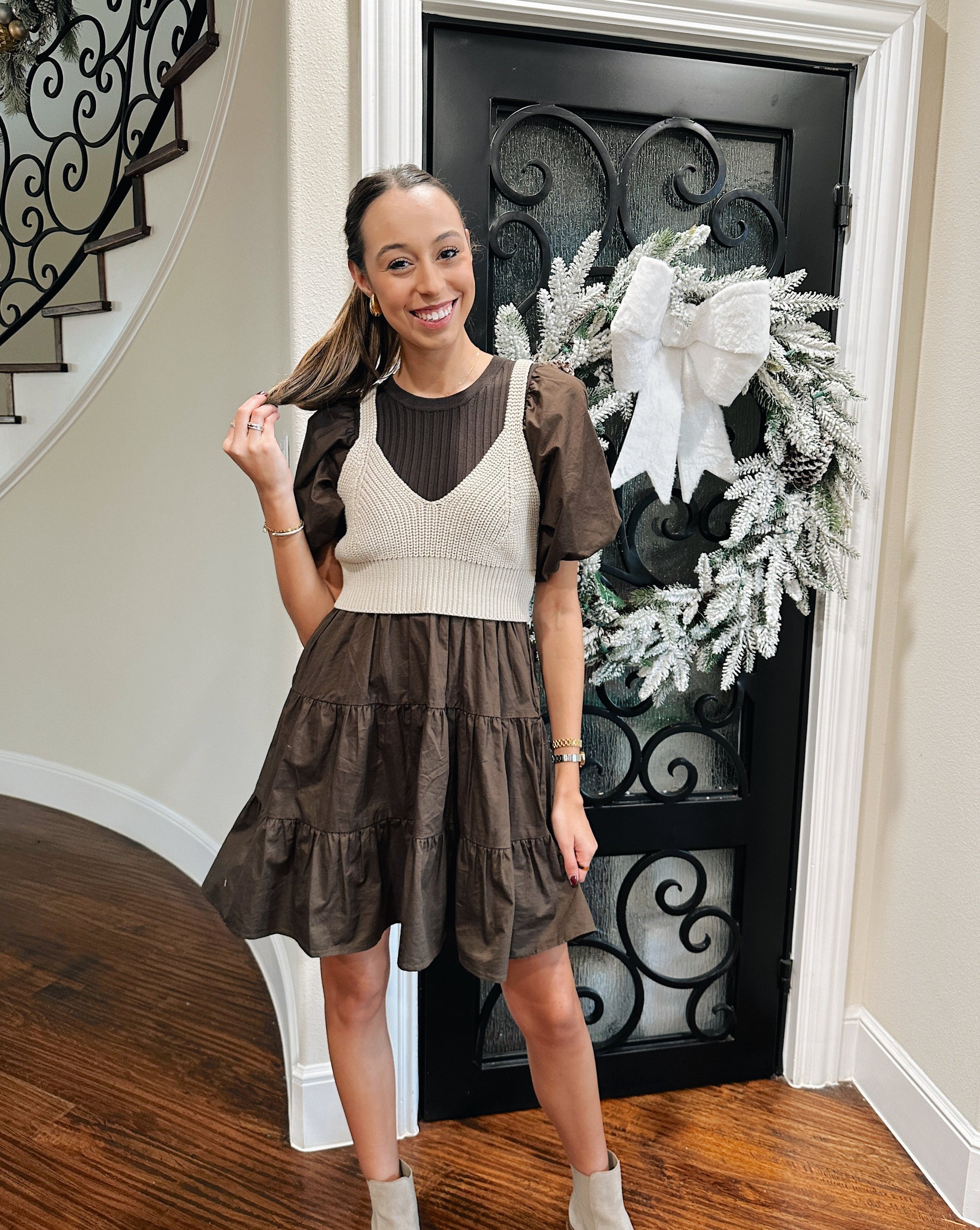 Hazel Mini Dress - Brown