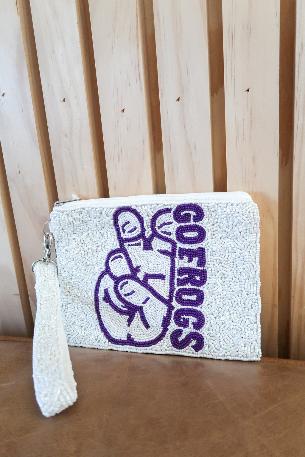 Go Frogs Wristlet - White