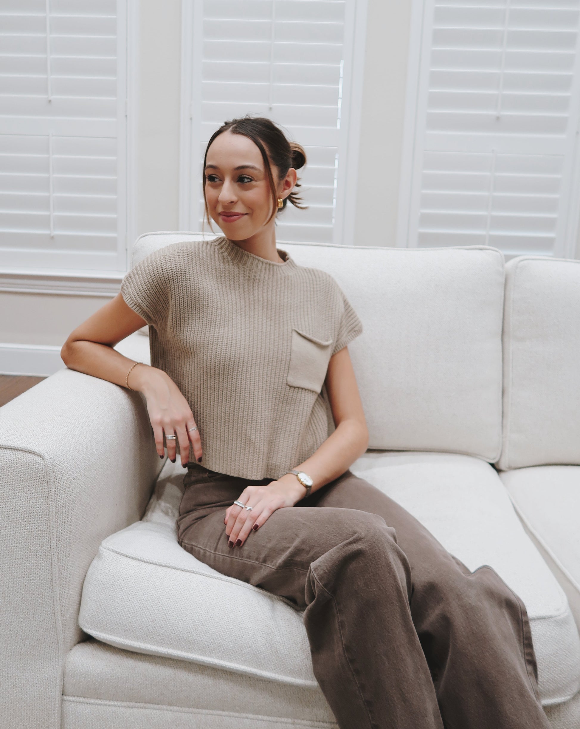 Muse Sweater Knit Top - Olive