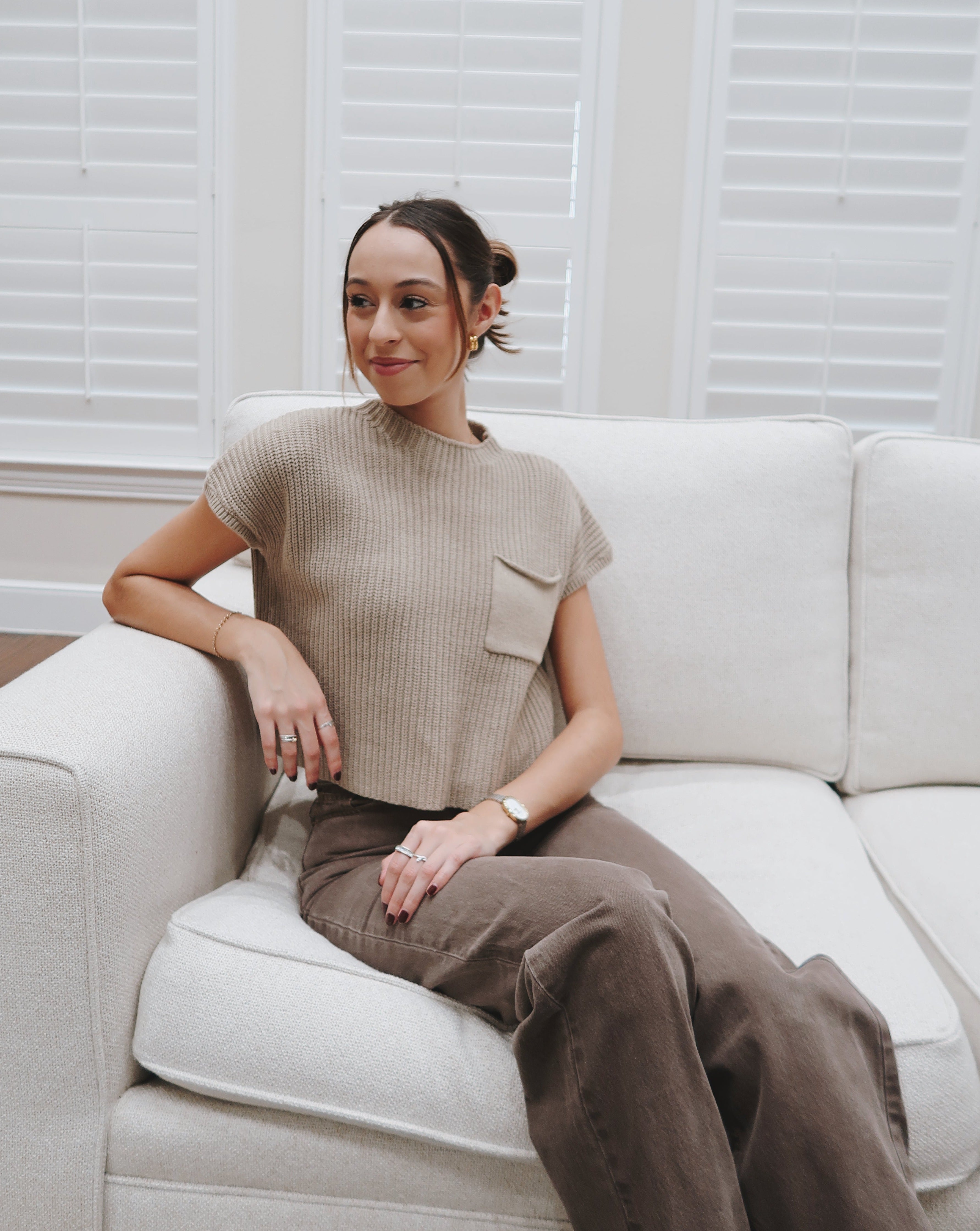 Muse Sweater Knit Top - Olive