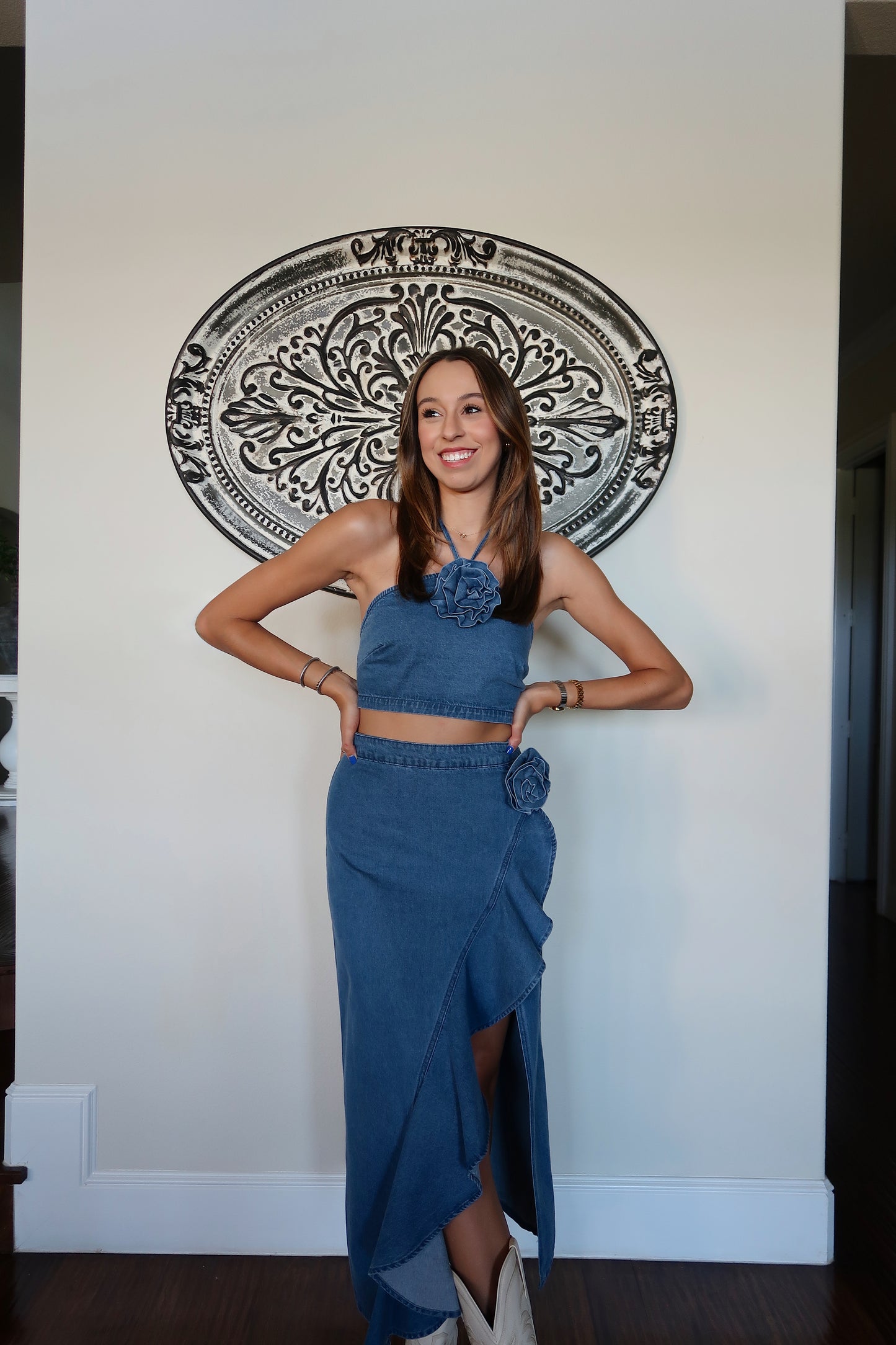 Rosé Midi Skirt - Denim