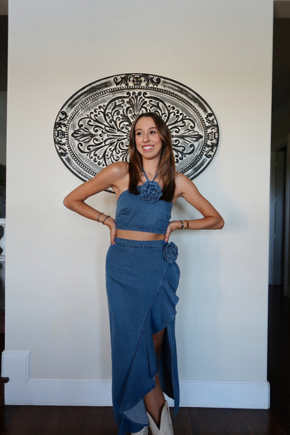 Rosé Midi Skirt - Denim