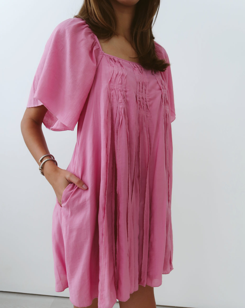 Ruffled Babydoll Dress - Pink