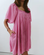 Ruffled Babydoll Dress - Pink