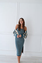 Two Piece Stripped Set - Cream