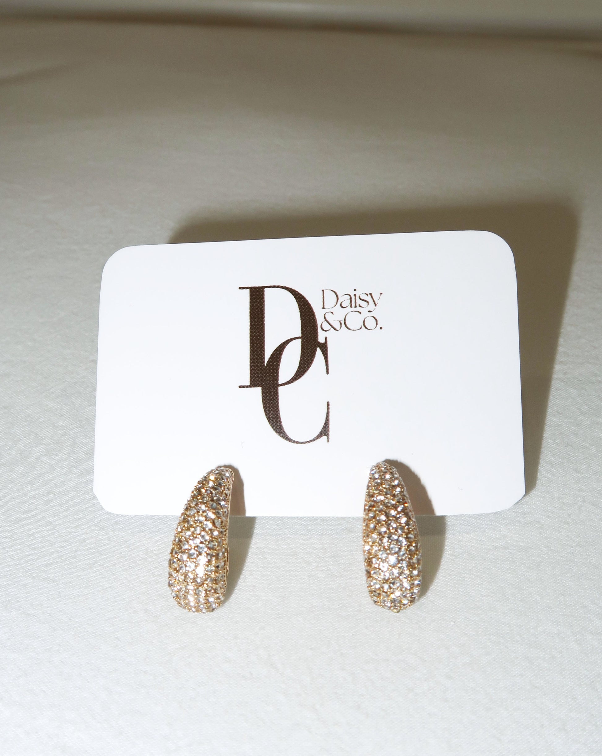 Rhinestone Hoops - Gold