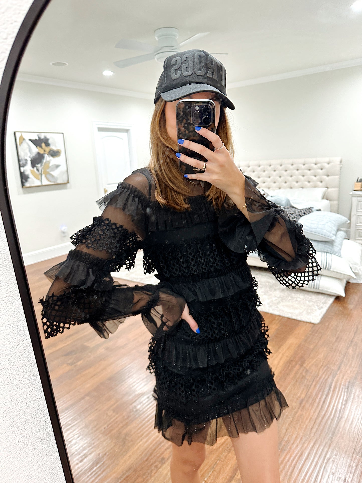 Ruffled Tiered Dress - Black