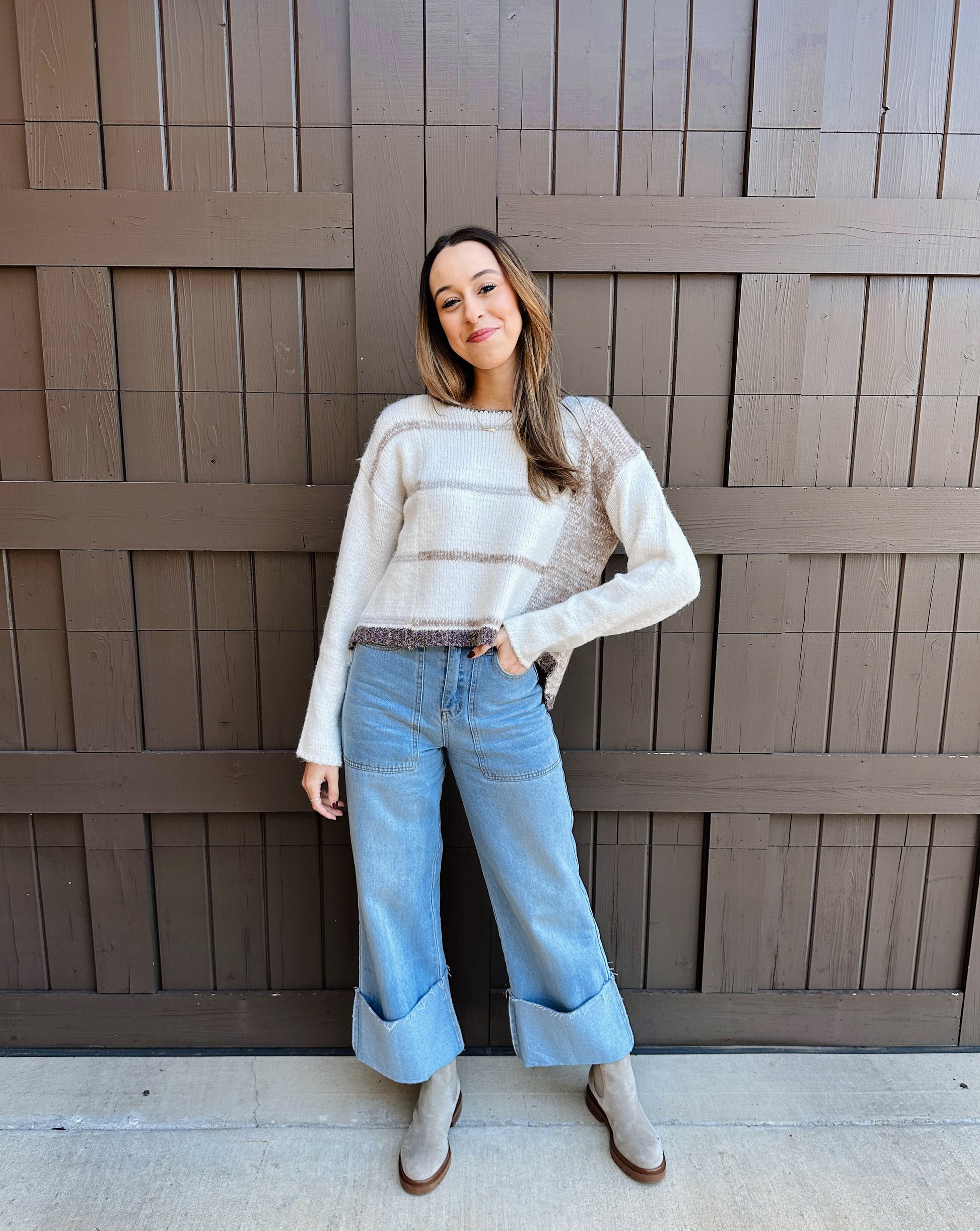Knit Stripe Sweater - Cream