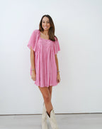 Ruffled Babydoll Dress - Pink