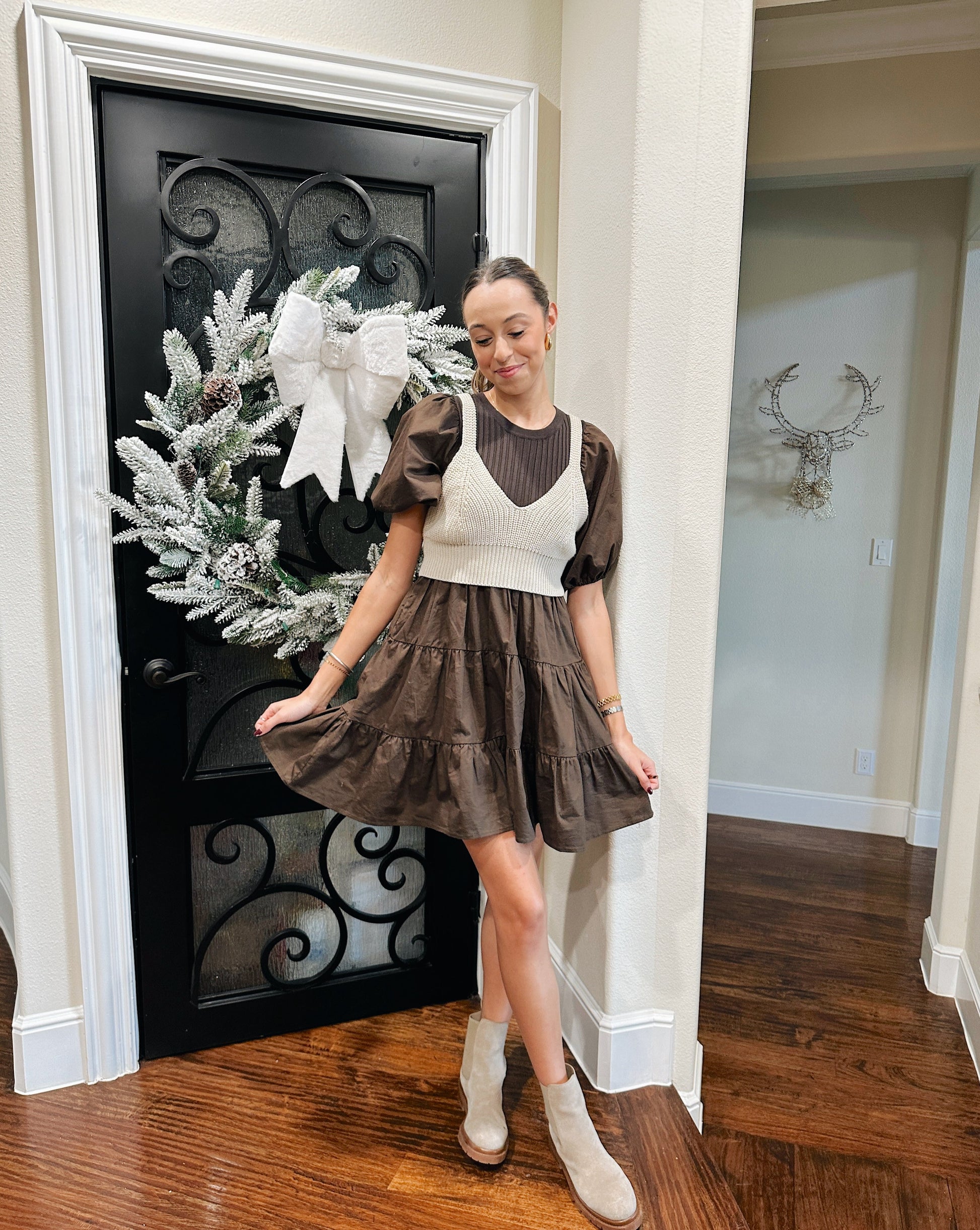 Hazel Mini Dress - Brown