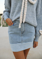 Sara Cuffed Denim Mini Skirt
