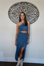 Rosé Midi Skirt - Denim