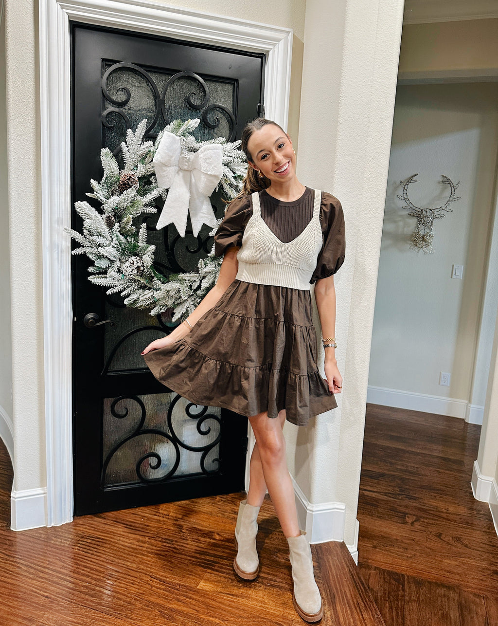 Hazel Mini Dress - Brown