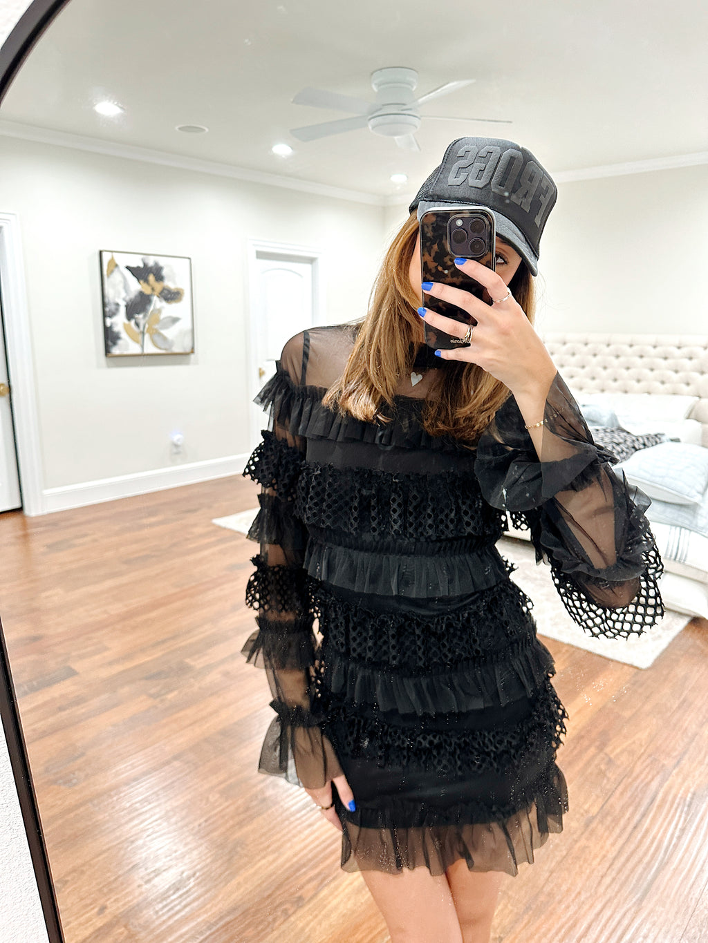 Ruffled Tiered Dress - Black
