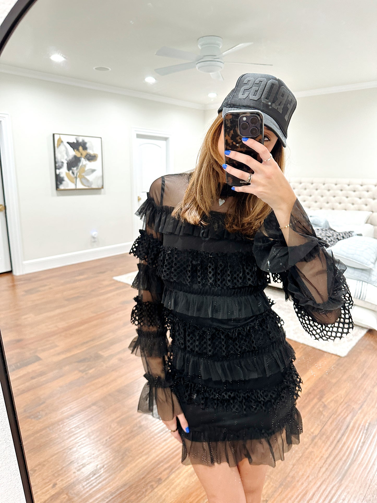 Ruffled Tiered Dress - Black