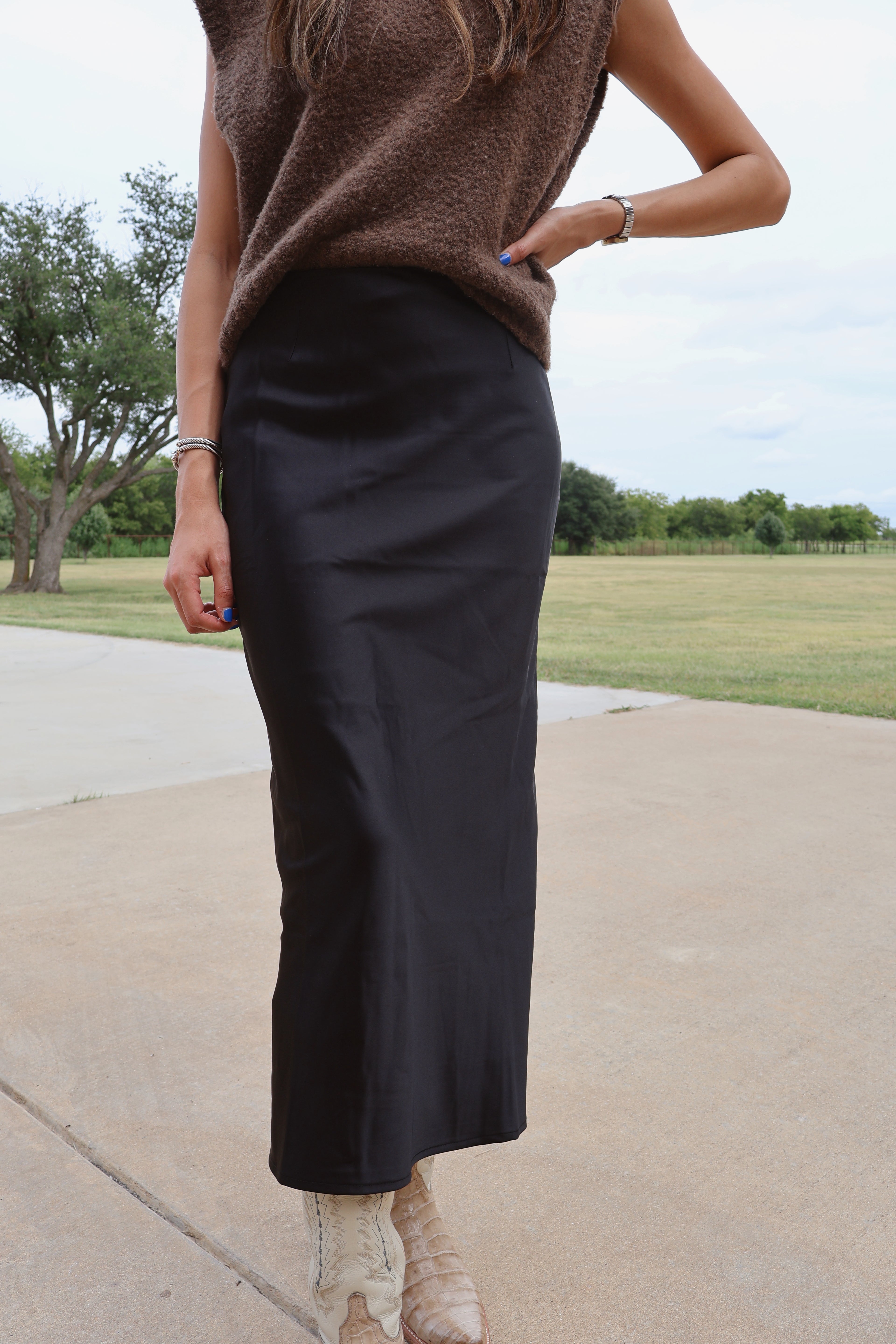 Satin Midi Skirt