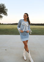 Clara Oversized Pullover Bow Sweater - Blue